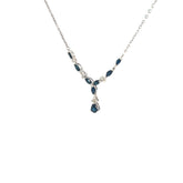 14K White  Gold  1.50ct Pear and Marquise Shape Sapphire and .15ct G SI1 Round Diamond Necklace